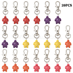 20Pcs Tortoise Synthetic Turquoise Pendant Decorations, with Alloy Swivel Lobster Claw Clasps, Mixed Color, 53mm(HJEW-YW00121-04)