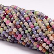 Natural Tanzanite Stone & Tourmaline Beads Strands, Round, Mixed Color, 4mm, Hole: 1mm, about 99pcs/strand, 16 inch(G-P132-02-4mm)