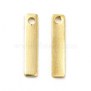 Brass Pendants, Long-Lasting Plated, Cadmium Free & Lead Free, Rectangle, Real 24K Gold Plated, 10x2x0.5mm, Hole: 1mm(KK-H435-06G)
