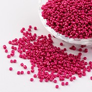 12/0 1.5~2mm Baking Paint Glass Seed Beads Loose Spacer Beads, Camellia, Hole: 0.5~1mm, about 2890pcs/50g(X-SEED-S001-K5)