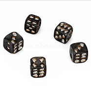 Resin 6 Sided Dices, Cube with Skull, for Table Top Games, Role Playing Games, Math Teaching, Halloween Theme, Silver & Black, 18x18x18mm, 5pcs/set(SKUL-PW0002-100A)