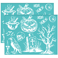 Self-Adhesive Silk Screen Printing Stencil, for Painting on Wood, DIY Decoration T-Shirt Fabric, Pumpkin, 220x280mm(DIY-WH0638-0001)