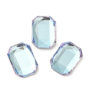Glass Rhinestone Cabochons, Flat Back & Back Plated, Faceted, Rectangle, Light Azore, 14x10x4.50mm(RGLA-P037-14A-D202)