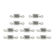 Tibetan Style Alloy Connector Charms, Column Links with 304 Stainless Steel Double Loops, Antique Silver & Stainless Steel Color, 14.5x4.5mm, Hole: 2mm(PALLOY-YW0001-45)