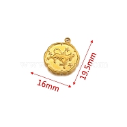 Stainless Steel Pendant, Golden, Flat Round with Constellation Charm, Taurus, 19.5x16mm(PW-WG21189-02)
