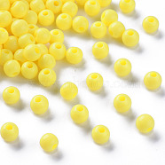 Opaque Acrylic Beads, Round, Yellow, 6x5mm, Hole: 1.8mm, about 4400pcs/500g(MACR-S370-C6mm-A10)