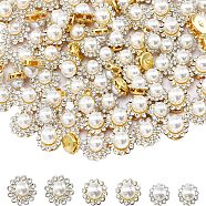 150Pcs 3 Style Flower Sew on Rhinestone, Plastic Rhinestones, with Imitation Pearl & Golden Iron Settings, Golden, 9~13x7.5~8.5mm(DIY-CA0005-32)