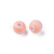 Opaque Striped Acrylic Beads, Round, Light Salmon, 10mm, Hole: 2mm,  about 940pcs/500g.(MACR-S373-27D-08)