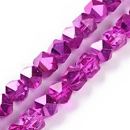 Transparent Glass Beads Strands, Polygon, Magenta, 7mm, Hole: 1.2mm, about 68pcs/strand, 19.29''~19.69''(49~50cm)(GLAA-P003-B01)