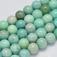 Natural Amazonite Beads Strands, Round, 10mm, Hole: 1mm, about 40pcs/strand, 15.7 inch(G-K068-03-10mm)