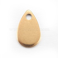 Ion Plating(IP) Stainless Steel Charms, teardrop, Stamping Blank Tag, Golden, 8x5x0.6mm, Hole: 1.2mm(X-STAS-L211-02A-G)