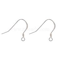 925 Sterling Silver Earring Hooks, Carved 925, Silver, 16x20x1.3mm, Hole: 1.5mm, Pin: 0.5mm(STER-K167-049C-S)