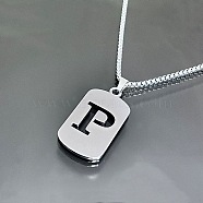 Titanium Steel Box Chain Necklaces, Rectangle with Letter P Pendant Necklaces (YT2090-16)