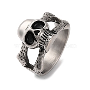 304 Stainless Steel Rings, for Women, Skeleton, Antique Silver, 16.5mm, Inner Diameter: 21.5mm(STAS-U021-11AS-04)