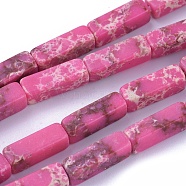 Synthetic Imperial Jasper Beads Strands, Dyed, Cuboid, Deep Pink, 12~13.5x4~4.5mm, Hole: 0.8mm, about 29pcs/strand, 14.96 inch~15.19 inch(38~38.6cm)(X-G-E508-02J)