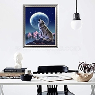 Moon Night Howling Wolf on the Peak Diamond Painting Kits for Adults, DIY Full Drill Diamond Art Kit, Picture Arts and Crafts for Beginners, Colorful, 400x300mm(PW-WG91085-01)