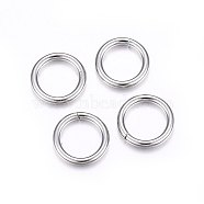304 Stainless Steel Jump Rings, Open Jump Rings, Stainless Steel Color, 12 Gauge, 14x2mm, Inner Diameter: 10mm(STAS-F174-14P)