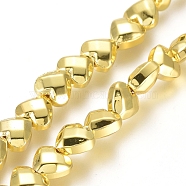 Electroplated Non-magnetic Synthetic Hematite Beads Strands, Heart, Faceted, Golden Plated, 6x6x3.5mm, Hole: 0.8mm, about 73pcs/Strand, 15.75 inch(40cm)(G-G826-07G)
