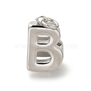 Brass Pendants, with Jump Ring, Letter B Charms, Platinum, 17.5x12x12mm, Hole: 4mm(KK-M295-19P)