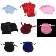 48Pcs 8 Colors Velvet Cloth Drawstring Bags, Jewelry Bags, Christmas Party Wedding Candy Gift Bags, Mixed Shapes, Mixed Color, 9x7x0.05cm, 6pcs/color(TP-FS0001-01)