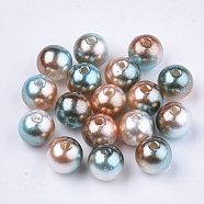 Rainbow ABS Plastic Imitation Pearl Beads, Gradient Mermaid Pearl Beads, Round, Camel, 11.5~12x11~11.5mm, Hole: 2mm, about 560pcs/500g(OACR-Q174-12mm-09)