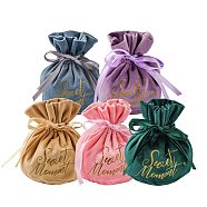 10Sets 5 Colors Velvet Jewelry Drawstring Gift Bags, Wedding Favor Candy Bags, with Beads, Word Sweet Moment, Mixed Color, 14.2x15x0.3cm, 2sets/color(TP-CJ0001-02)