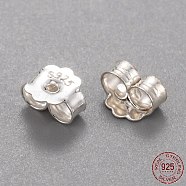 925 Sterling Silver Friction Ear Nuts, with 925 Stamp, Silver, 5x6x3mm, Hole: 0.8mm, about 110pcs/10g(STER-L063-09S)