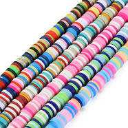 Handmade Polymer Clay Bead Strands, Disc/Flat Round, Colorful, 6x0.5~1mm, Hole: 1.8mm, about 243~261pcs/strand, 15.35 inch~16.14 inch(39~41cm)(CLAY-N011-53)