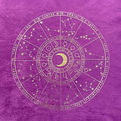 Suede Fabric Tarot Tablecloth for Divination, Tarot Card Pad, Pendulum Tablecloth, Square, Purple, Constellation Pattern, 490x490mm(ZODI-PW0001-101F)
