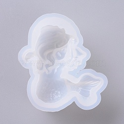 Statue Silicone Molds, Portrait Sculpture Resin Casting Molds, For UV Resin, Epoxy Resin Jewelry Making, Mermaid, White, 86x80x36mm(DIY-G009-05)