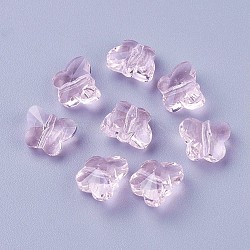 Transparent Glass Beads, Faceted, Butterfly, Pearl Pink, 6.5x8x5.5mm, Hole: 1mm(X-GLAA-P037-02B-06)