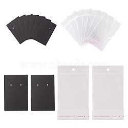 200Pcs 2 Style Cardboard Display Cards and OPP Cellophane Bags, for Necklace and Earring, Black, 8x6cm, 100pcs/style(CDIS-LS0001-05C)