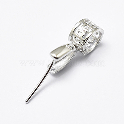 Anti-Tarnish Rhodium Plated 925 Sterling Silver Micro Pave Cubic Zirconia Pendant Bails, Ice Pick & Pinch Bails, Column, Platinum, 12mm, Hole: 5mm, Pin: 0.6mm(STER-E053-24P)