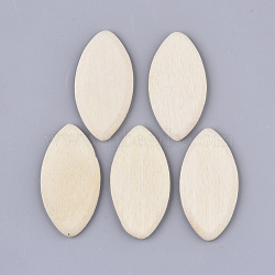 Undyed Beech Wood Beads, Unfinished Wood, Half Drilled, Horse Eye, PapayaWhip, 53~54x27~28x5mm, Half Hole: 1mm(X-WOOD-N003-001)