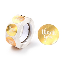 Thank you Stickers Roll, Self-Adhesive Paper Gift Tag Stickers, for Party, Decorative Presents, Flat Round , Saddle Brown, 25x0.1mm, about 500pcs/roll(DIY-B045-16D)