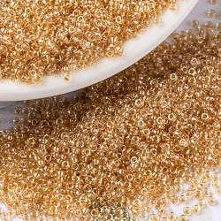 MIYUKI Round Rocailles Beads, Japanese Seed Beads, 15/0, (RR234) Sparkling Metallic Gold Lined Crystal, 1.5mm, Hole: 0.7mm, about 5555pcs/10g(X-SEED-G009-RR0234)