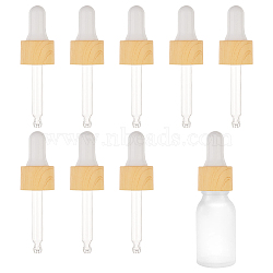 Straight Glass Eye Droppers, with Rubber Extrusion Head and Wood Grain Pattern Plastic Dust Cap, for Refillable Dropper Bottles, Yellow, Finished: 7.6x2.1cm, Capacity: 10ml(0.34fl. oz)(MRMJ-WH0075-60B-01)