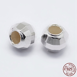 925 Sterling Silver Beads Spacer, Faceted, Round, Silver, 6x5mm, Hole: 3mm(STER-K167-017E-S)