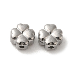 304 Stainless Steel Beads, Clover, Stainless Steel Color, 6.5x6.5x4mm, Hole: 1.2mm(STAS-I203-35P)