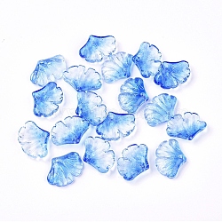 Transparent Glass Pendants, with Glitter Powder, Leaf, Cornflower Blue, 14.5x20x4.5mm, Hole: 1.5mm(GLAA-L027-E06)