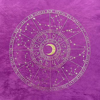 Suede Fabric Tarot Tablecloth for Divination, Tarot Card Pad, Pendulum Tablecloth, Square, Purple, Constellation Pattern, 490x490mm