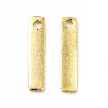 Brass Pendants, Long-Lasting Plated, Cadmium Free & Lead Free, Rectangle, Real 24K Gold Plated, 10x2x0.5mm, Hole: 1mm