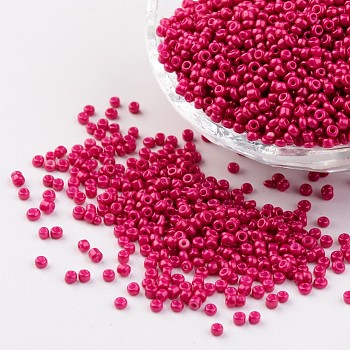 12/0 1.5~2mm Baking Paint Glass Seed Beads Loose Spacer Beads, Camellia, Hole: 0.5~1mm, about 2890pcs/50g