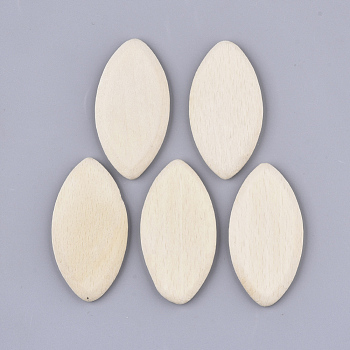 Undyed Beech Wood Beads, Unfinished Wood, Half Drilled, Horse Eye, PapayaWhip, 53~54x27~28x5mm, Half Hole: 1mm