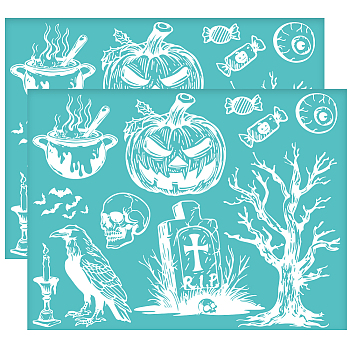 Self-Adhesive Silk Screen Printing Stencil, for Painting on Wood, DIY Decoration T-Shirt Fabric, Pumpkin, 220x280mm