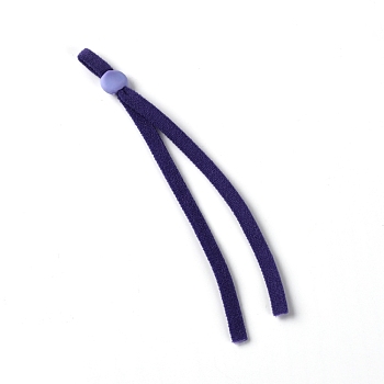 Flat Chinlon Elastic Mask Strap Extender, with Plasitic Adjustable Bead, Face Mask Lanyard Strap, Midnight Blue, 113x5mm