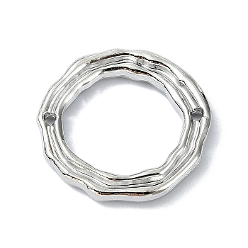 Rack Plating Alloy Links, Textured Ring Connector Charms, Platinum, 18x18.5x2mm, Hole: 1mm