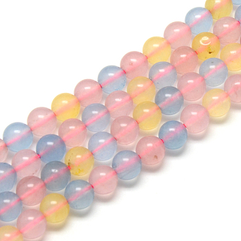 Natural Chalcedony Bead Strands, Imitation Morganite Color, Dyed, Round, 8mm, Hole: 1mm, about 48pcs/strand, 14.9 inch