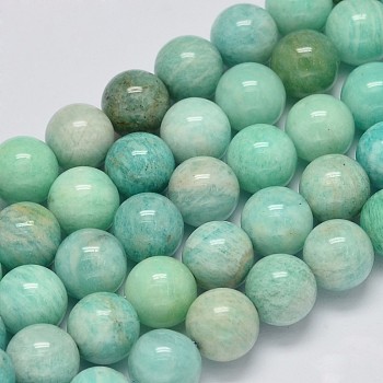 Natural Amazonite Beads Strands, Round, 10mm, Hole: 1mm, about 40pcs/strand, 15.7 inch