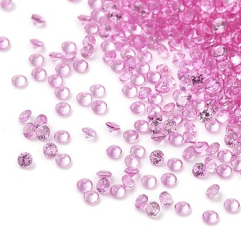 Cubic Zirconia Cabochons, Faceted Diamond, Pearl Pink, 1.2x1mm